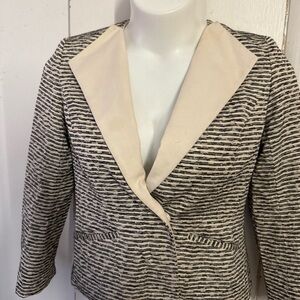 Lafayette 148 New York Black and Cream Striped Blazer